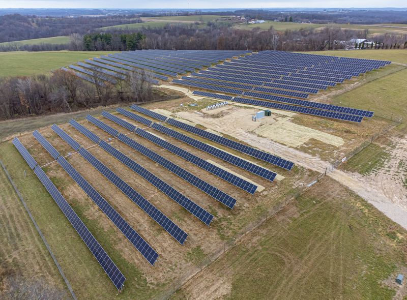 Solar park seen from above